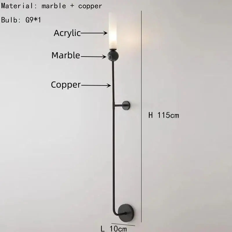 Modern gold and black wall lamp with acrylic lampshade bedroom sconce