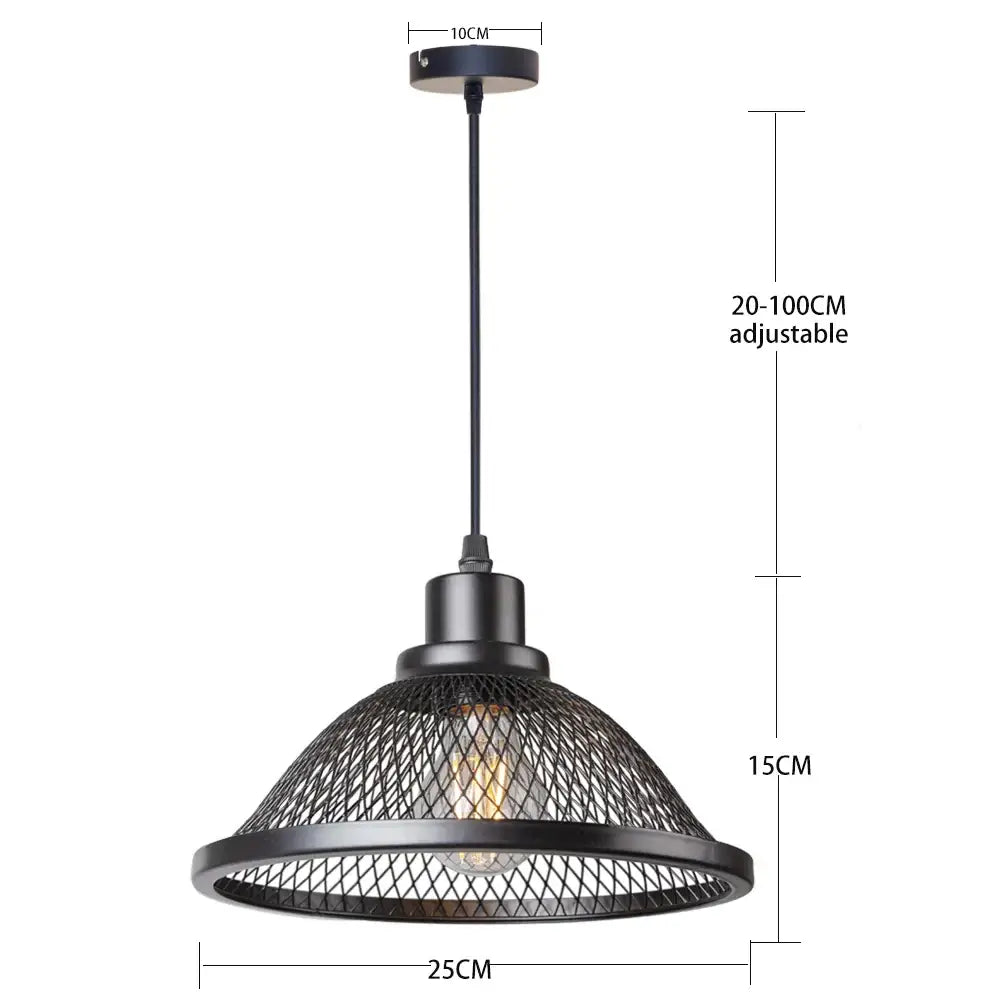 Industrial black mesh cage pendant light kitchen island