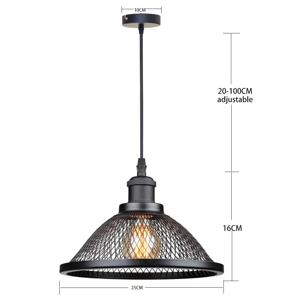 Industrial black mesh cage pendant light kitchen island