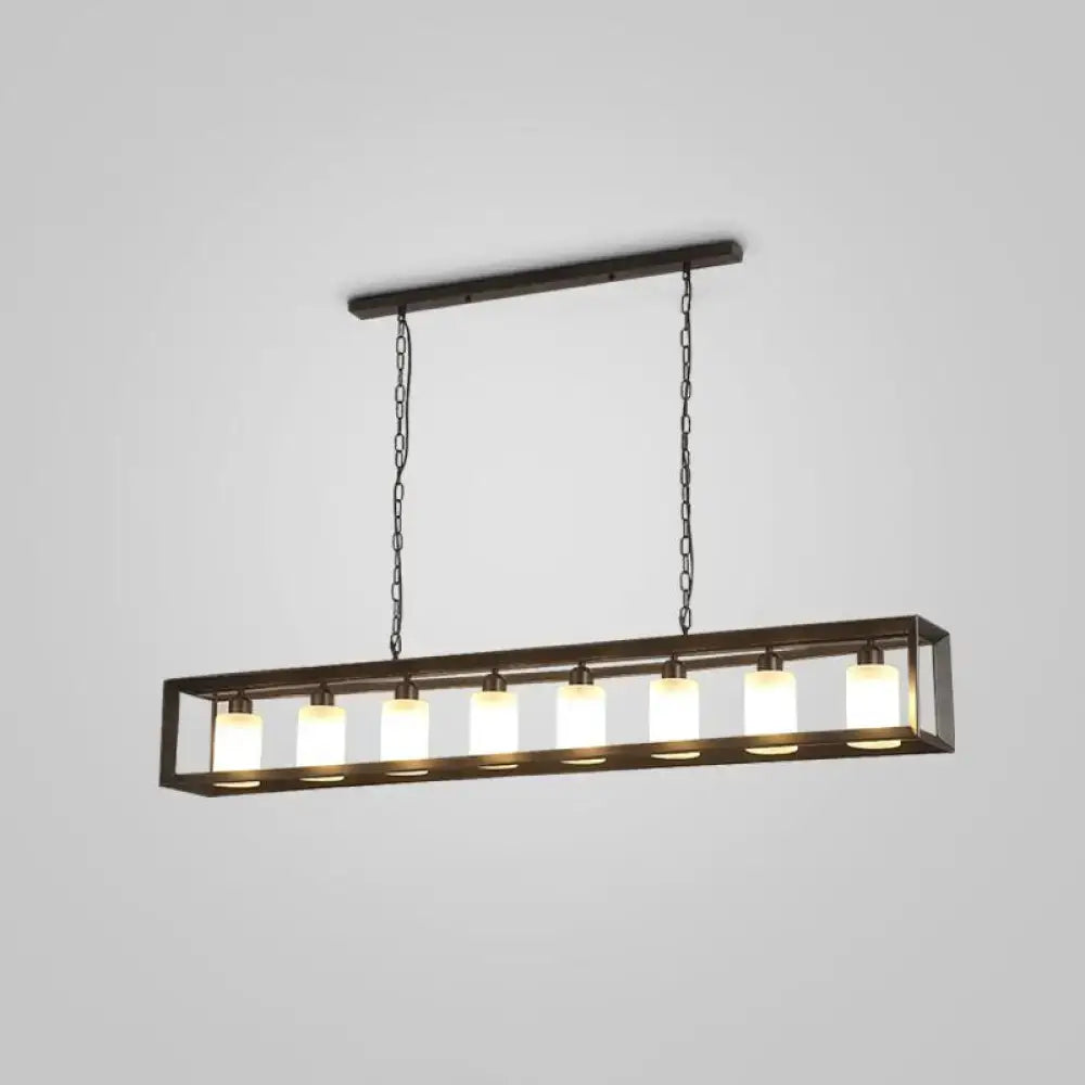 Industrial black rectangular island pendant kitchen light with edison bulbs