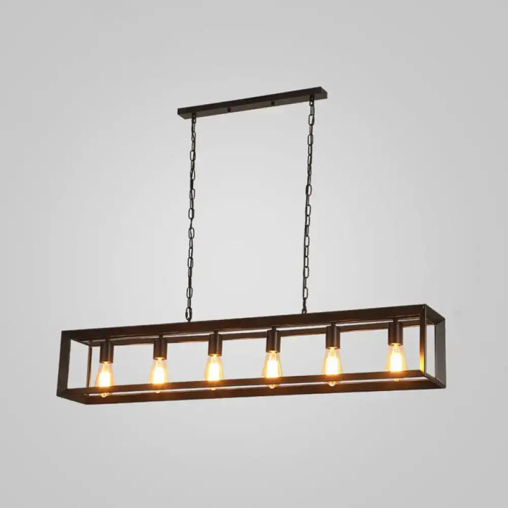 Industrial black rectangular island pendant kitchen light with edison bulbs