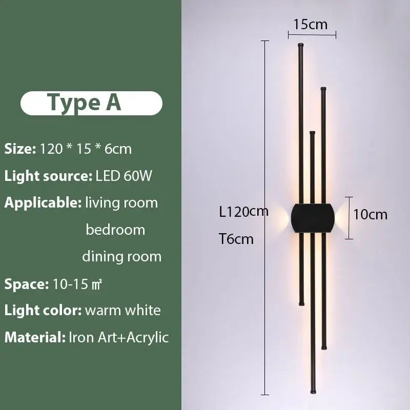 Modern decorbites black iron led wall lamp living room sconce