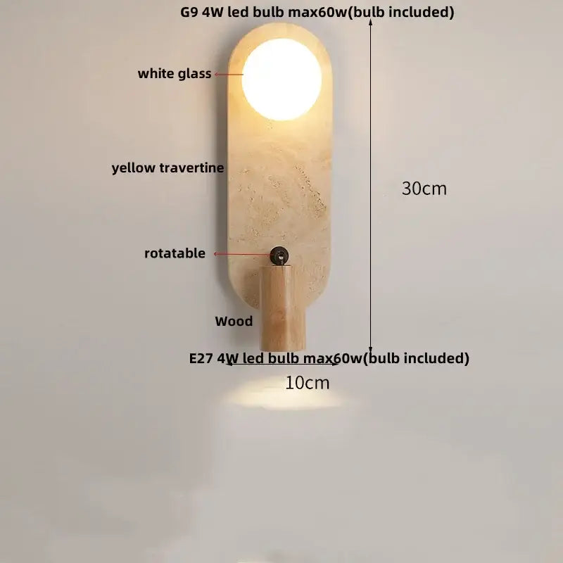 Modern wood and black iron led wall sconce bedroom light