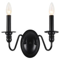 Vintage black iron wall lamp bedroom glass candle sconce