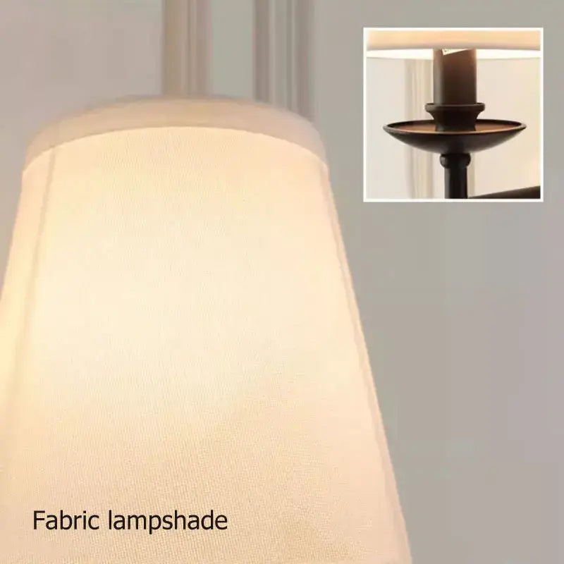 Retro dark bronze iron wall lamp bedroom fabric sconce