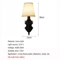 Retro dark bronze iron wall lamp bedroom fabric sconce