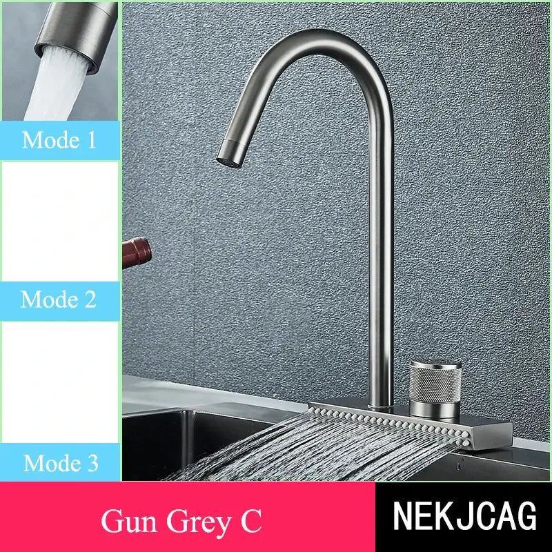 Matte black kitchen faucet with flexible pull out nozzle