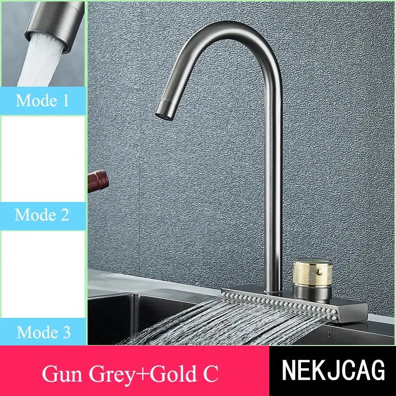 Matte black kitchen faucet with flexible pull out nozzle