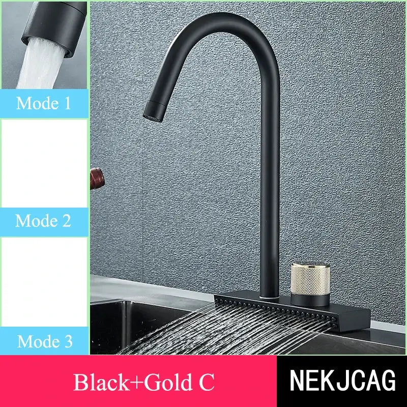 Matte black kitchen faucet with flexible pull out nozzle