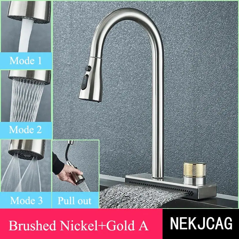 Matte black kitchen faucet with flexible pull out nozzle