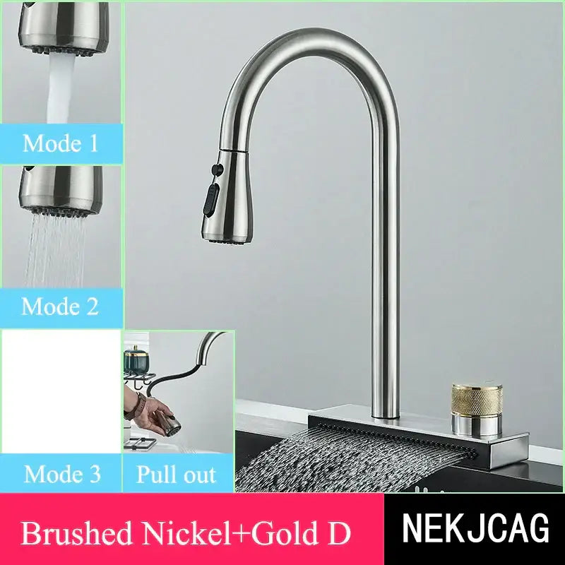 Matte black kitchen faucet with flexible pull out nozzle