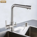 Modern black speckled dual handle kitchen faucet