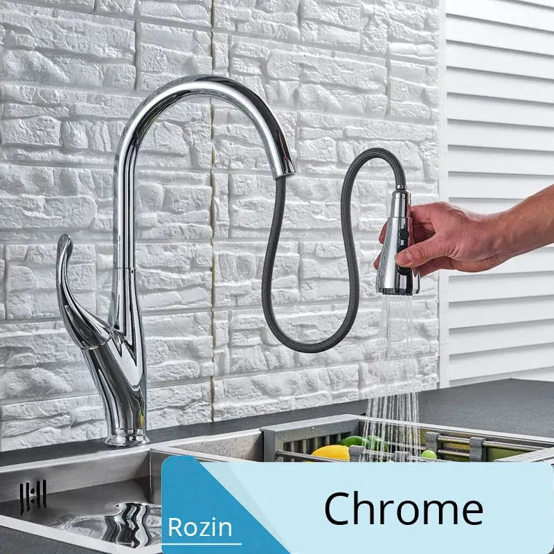 Modern matte black kitchen faucet with pull down spray head
