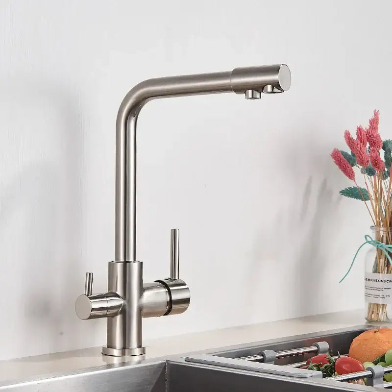 Modern matte black kitchen faucet with purification feature
