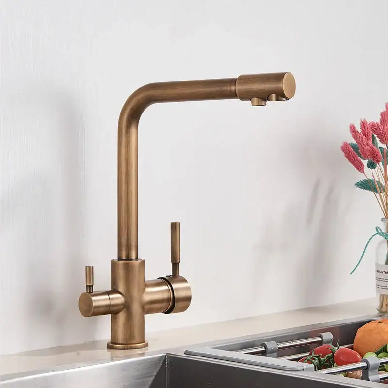 Modern matte black kitchen faucet with purification feature