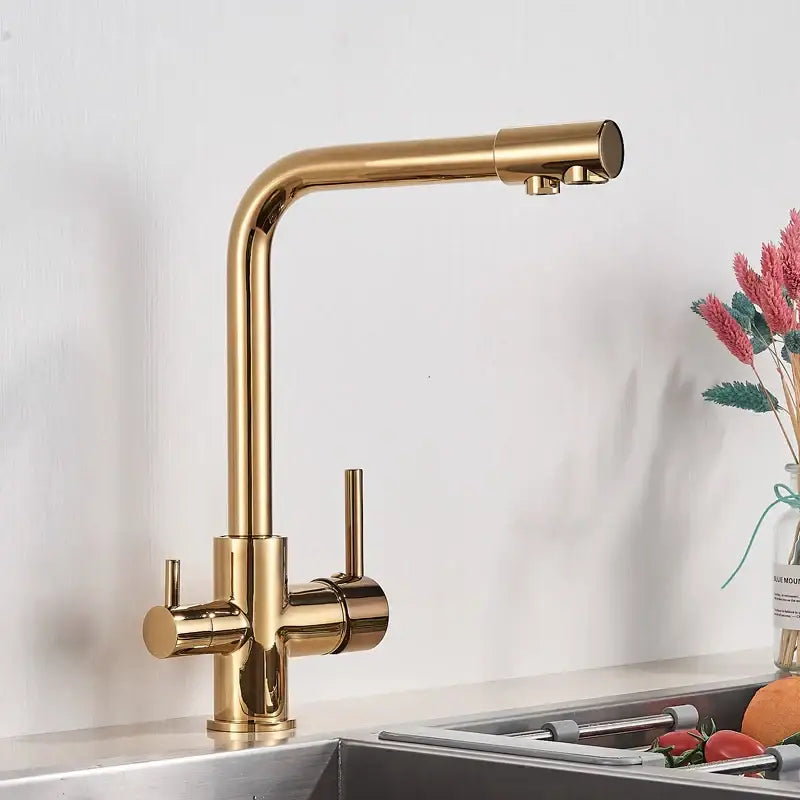 Modern matte black kitchen faucet with purification feature