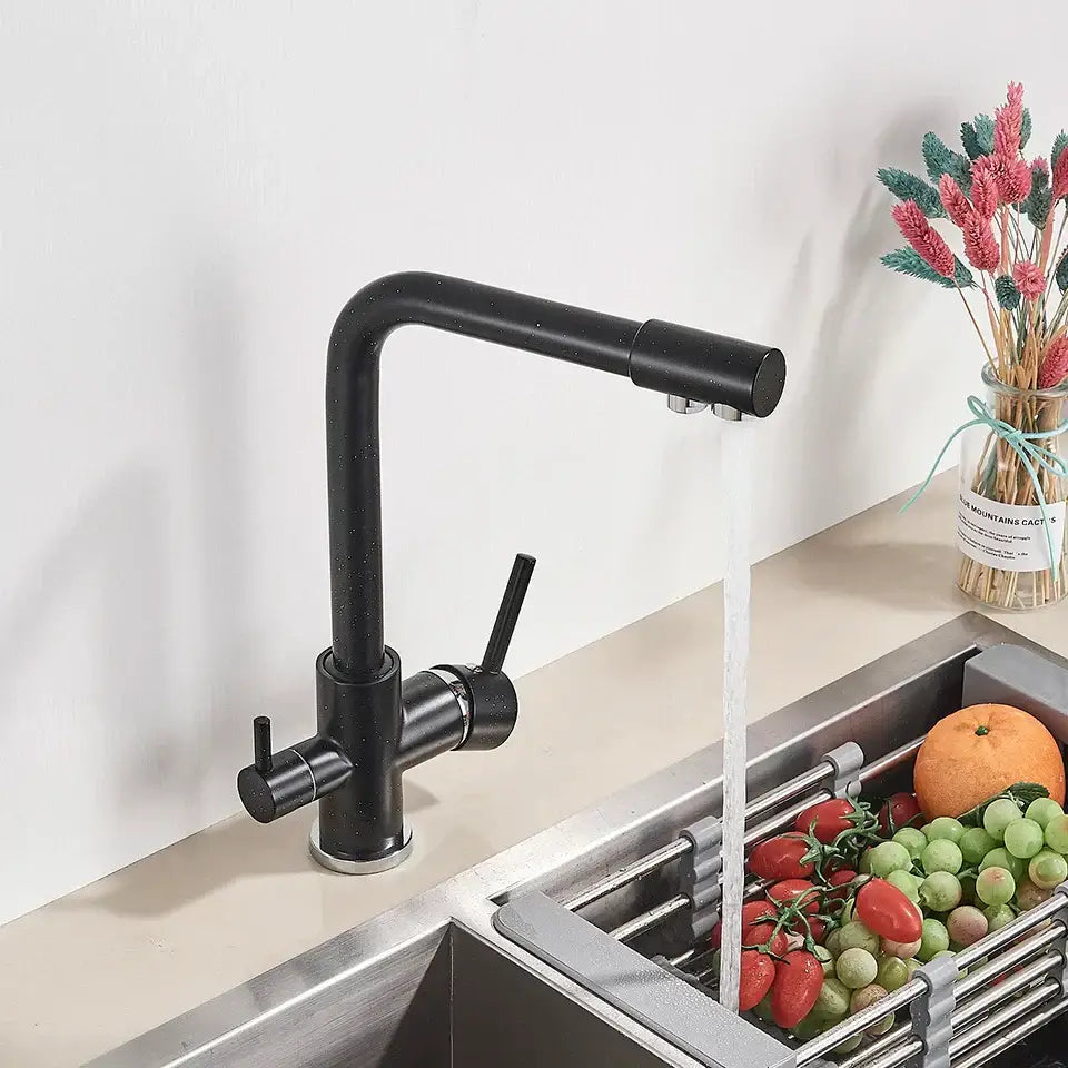 Modern matte black kitchen faucet with purification feature
