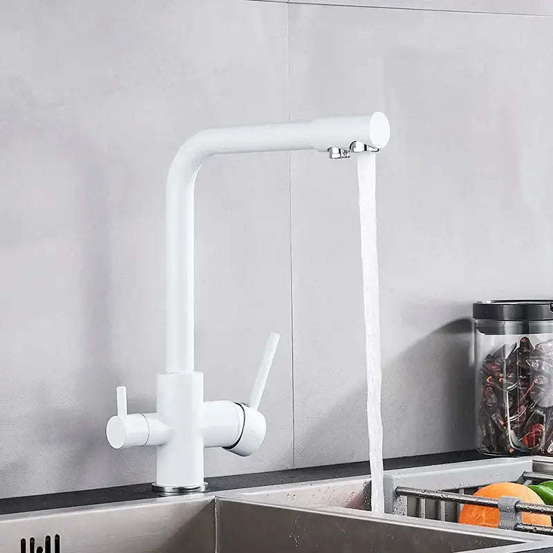Modern matte black kitchen faucet with purification feature