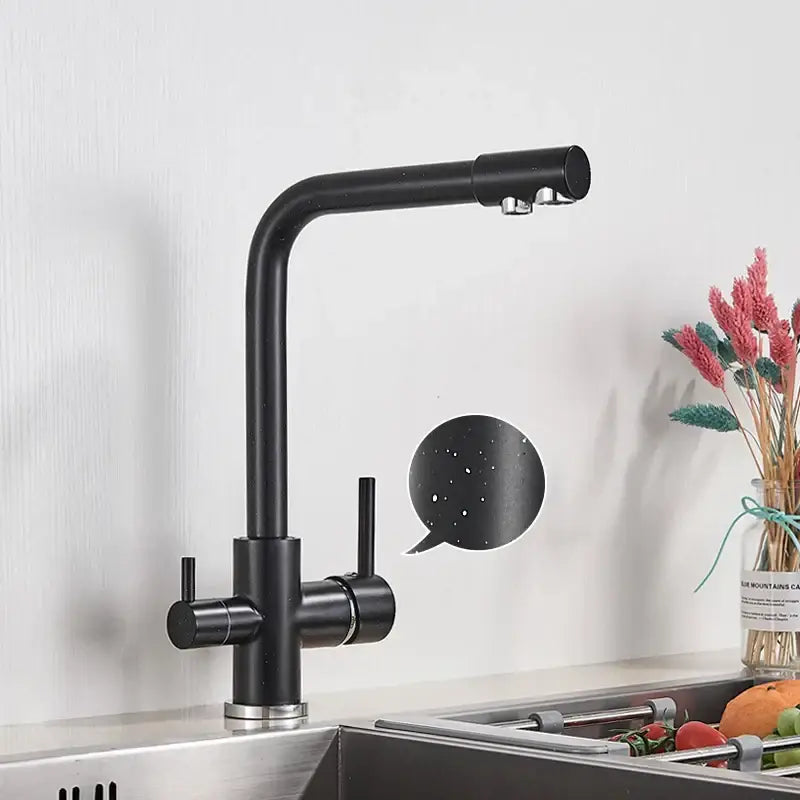Modern matte black kitchen faucet with purification feature
