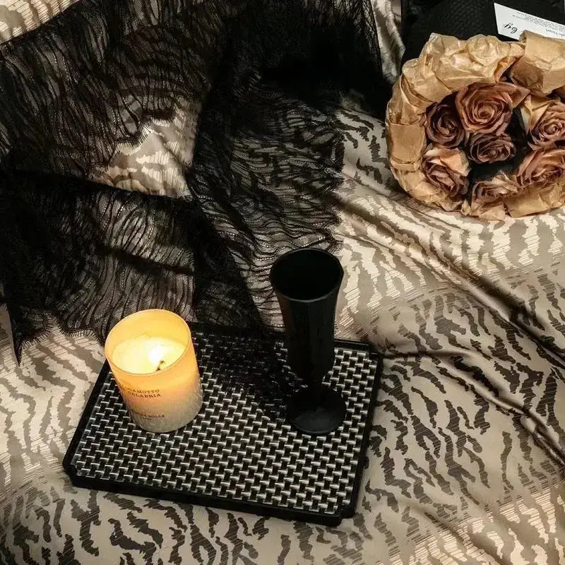 Black lace leopard egyptian cotton bedding set bedroom decor
