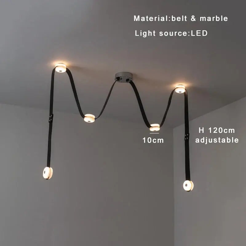 Black leather marble adjustable led chandelier dining room light