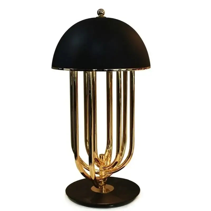 Modern black and copper led bedside table lamp for bedroom