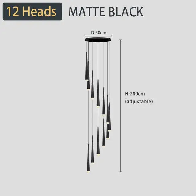 Modern black led ceiling chandelier living room pendant light