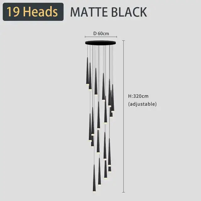 Modern black led ceiling chandelier living room pendant light