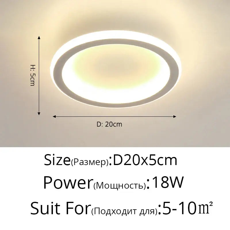 Modern circular black & white led ceiling light for entryway