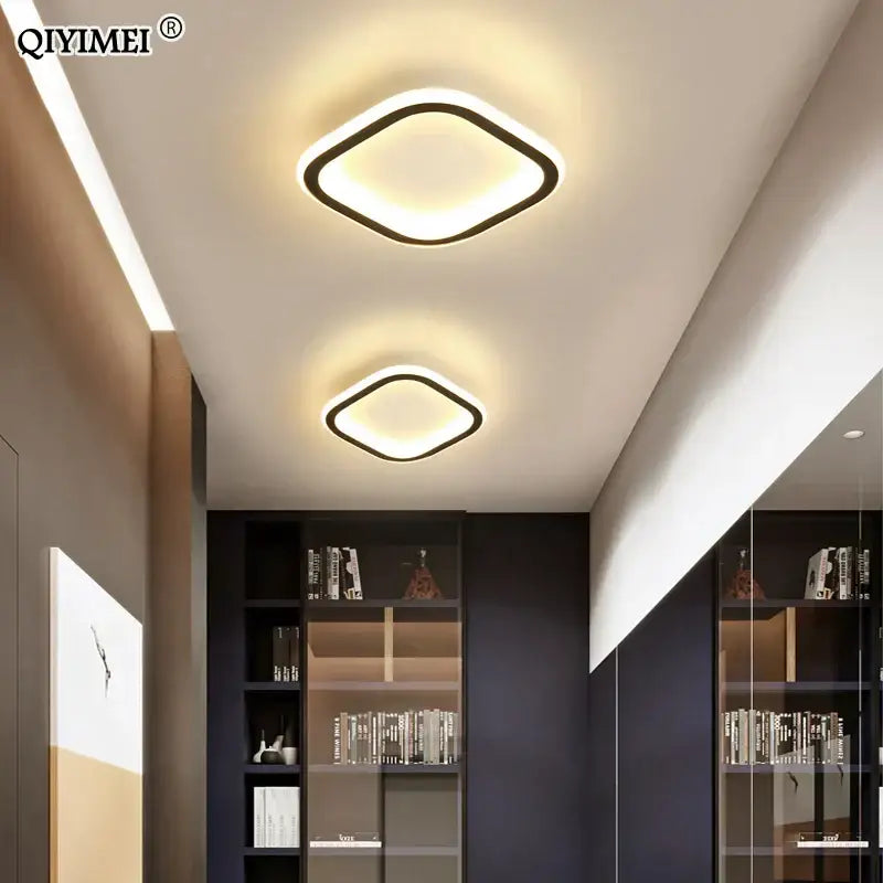 Modern circular black & white led ceiling light for entryway