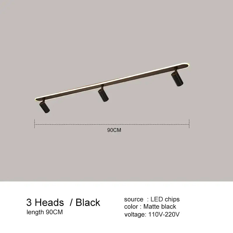 Modern black led ceiling spotlights living room metal track light
