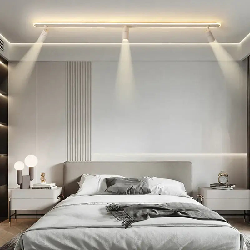 Modern black led ceiling spotlights living room metal track light