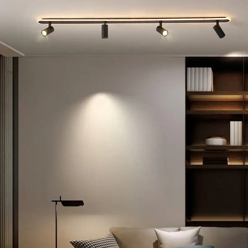 Modern black led ceiling spotlights living room metal track light