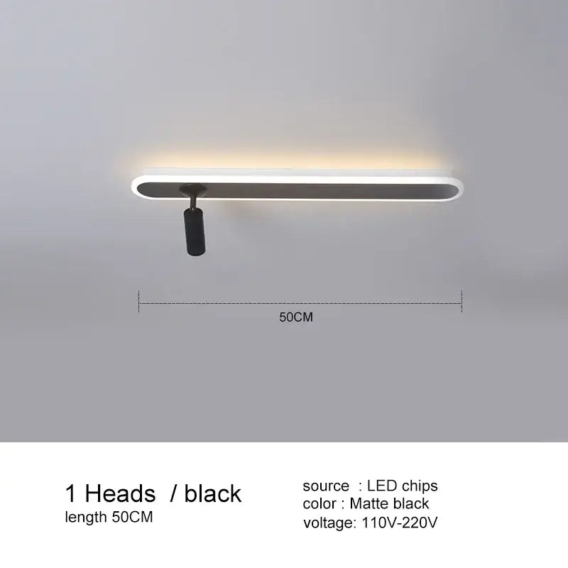 Modern black led ceiling spotlights living room metal track light