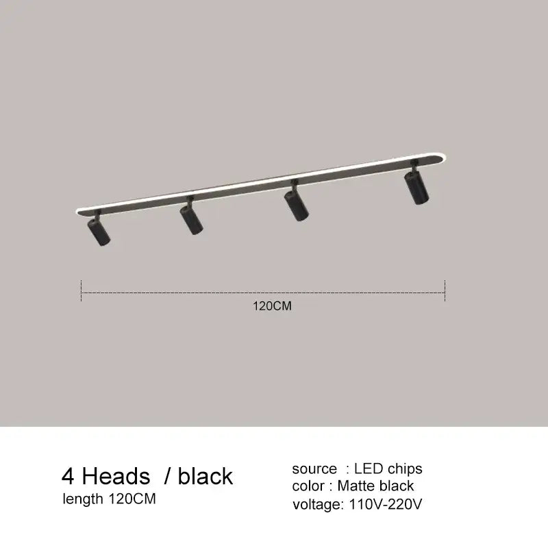 Modern black led ceiling spotlights living room metal track light
