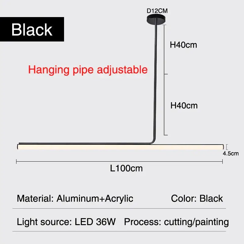 Decorbites black led chandelier modern dining room pendant light