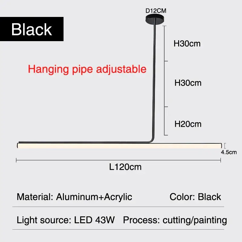 Decorbites black led chandelier modern dining room pendant light