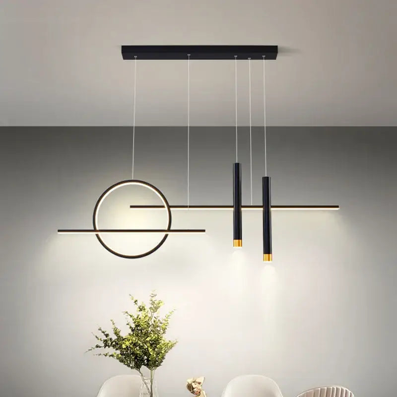 Modern black & gold led chandelier pendant light for dining room
