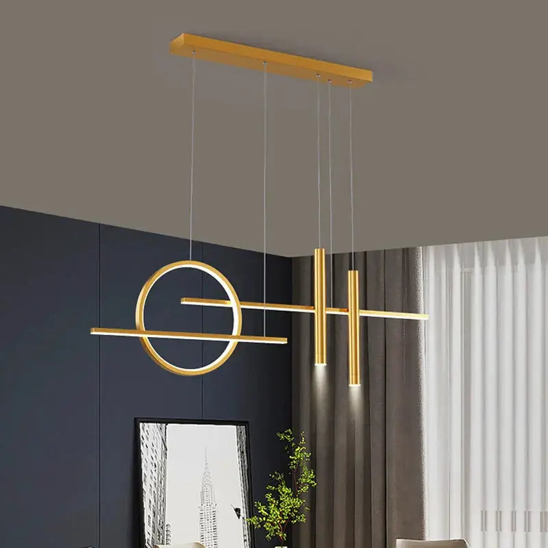 Modern black & gold led chandelier pendant light for dining room