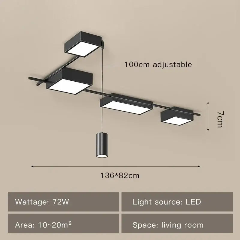 Modern brushed nickel decorbites black led chandelier living room