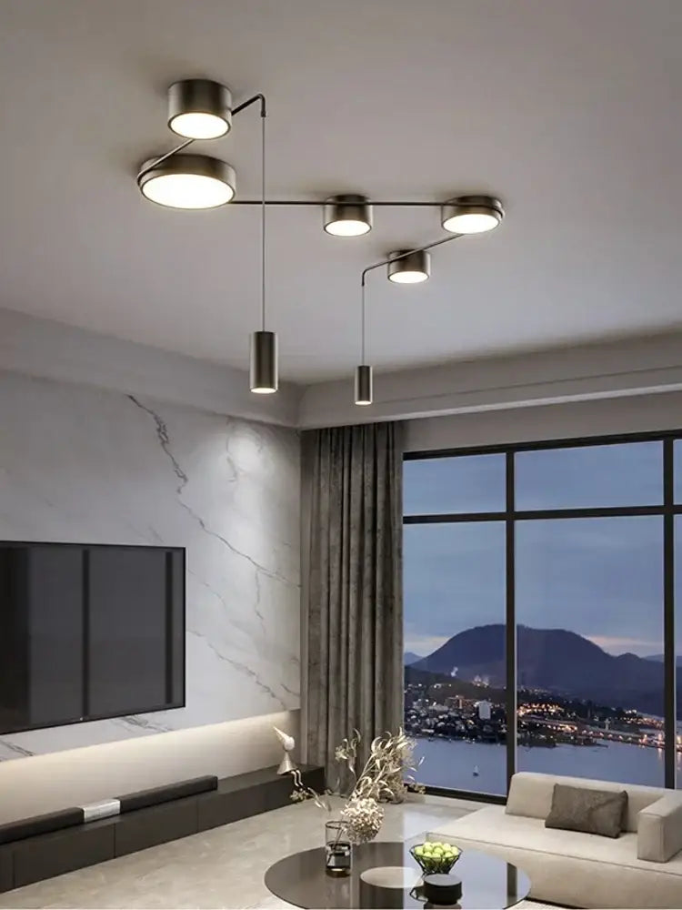 Modern brushed nickel decorbites black led chandelier living room