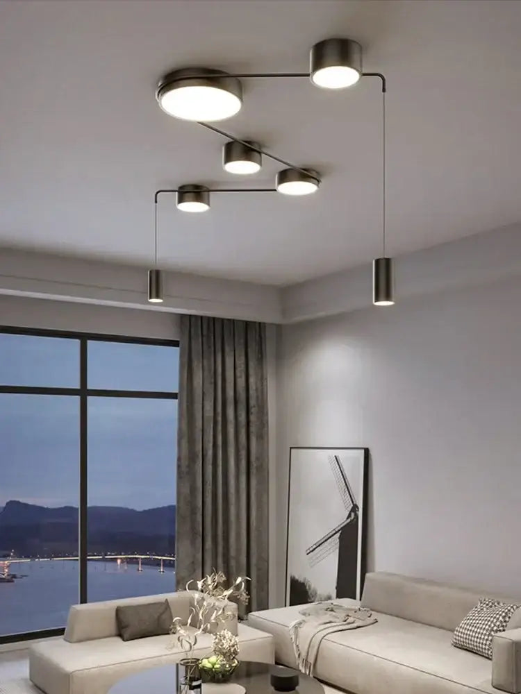 Modern brushed nickel decorbites black led chandelier living room