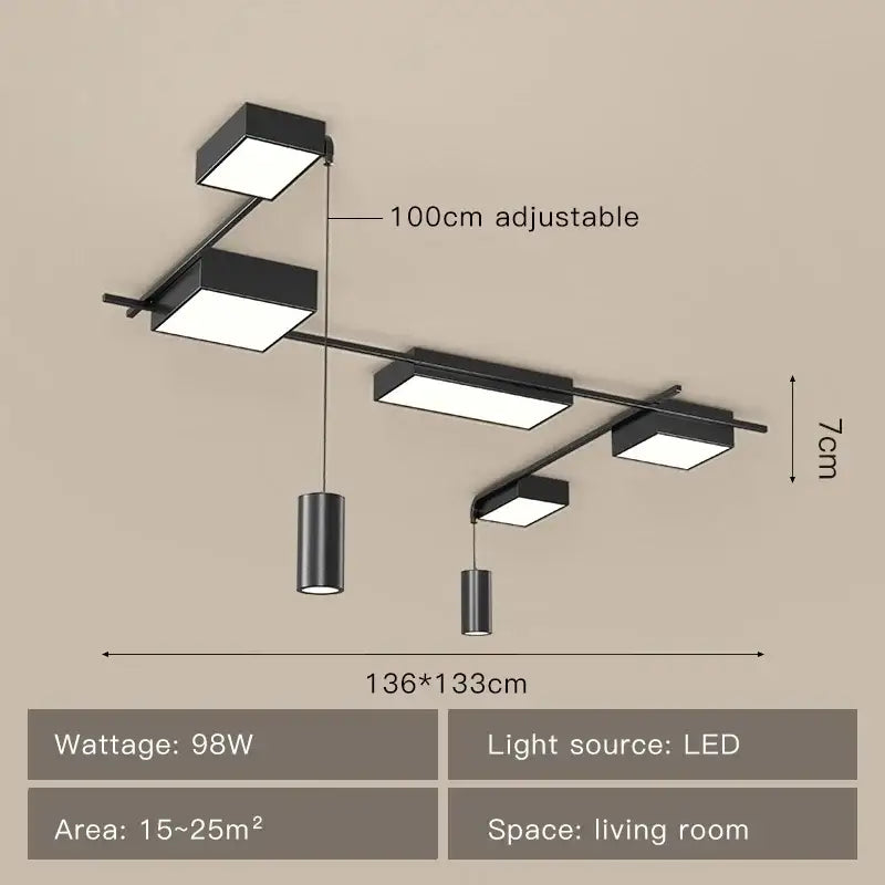 Modern brushed nickel decorbites black led chandelier living room