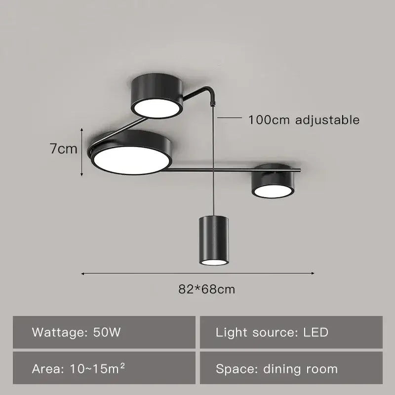 Modern brushed nickel decorbites black led chandelier living room