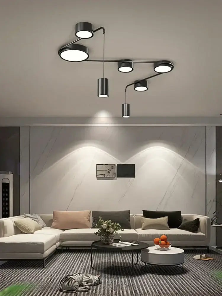 Modern brushed nickel decorbites black led chandelier living room