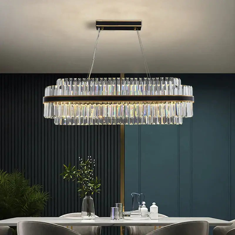 Modern dark bronze led crystal chandelier dining room luxury design