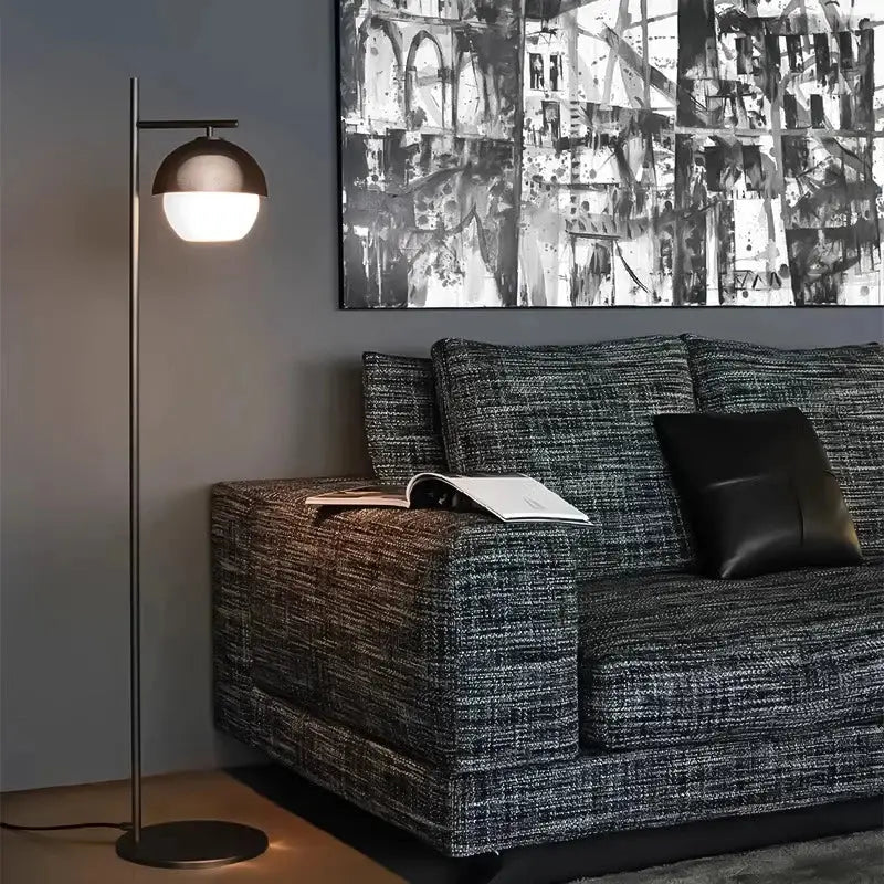 Modern black led floor lamp for living room with dome shade