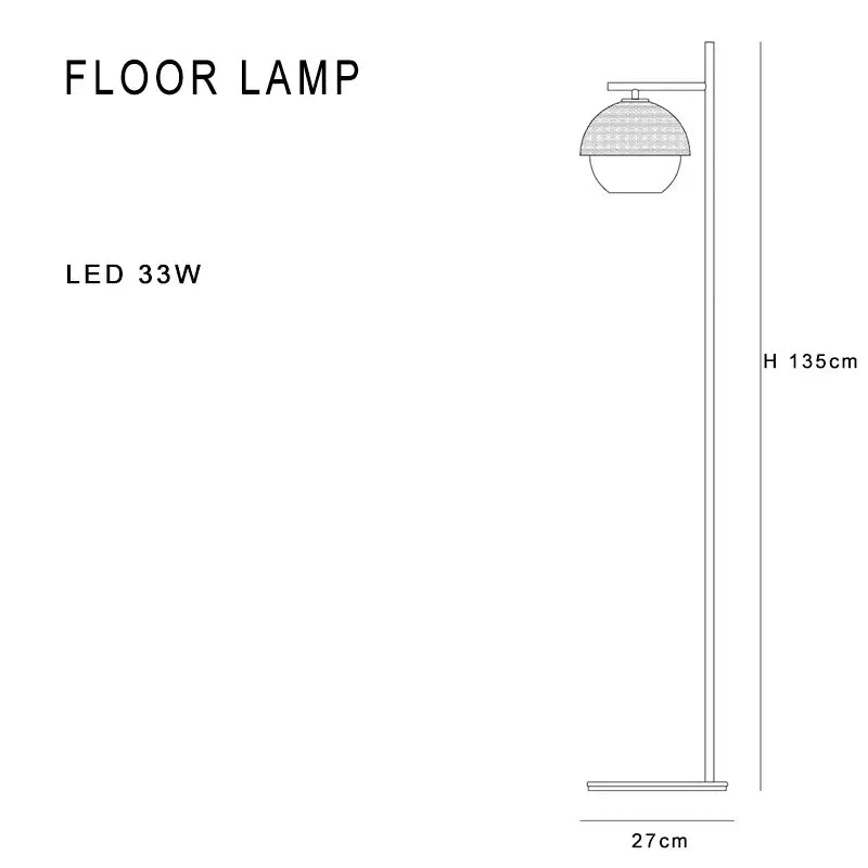 Modern black led floor lamp for living room with dome shade