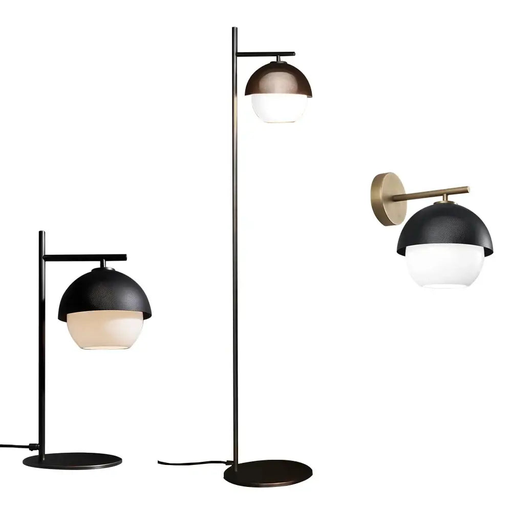 Modern black led floor lamp for living room with dome shade