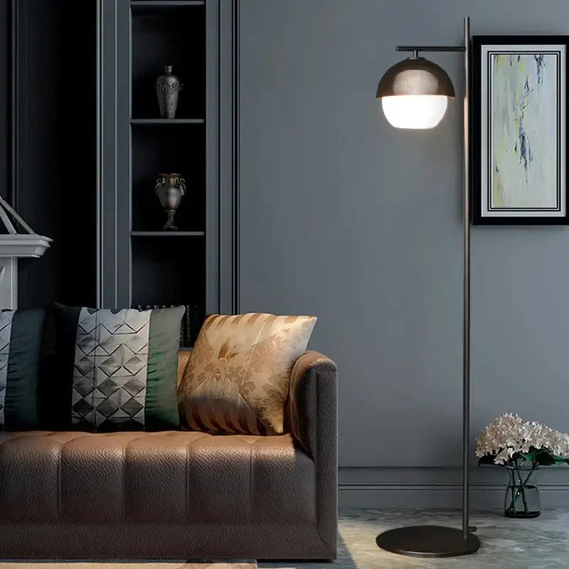 Modern black led floor lamp for living room with dome shade